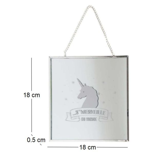 Miroir carré avec chainette licorne - THE HOME DECO FACTORY