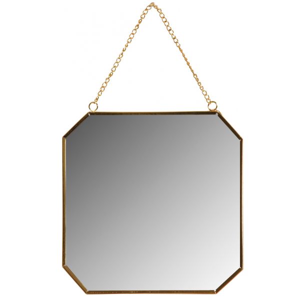 Miroir carré en métal laqué doré
