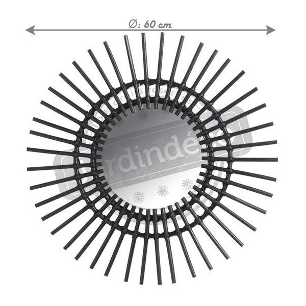 Miroir déco Vintage rotin noir  - AUB-1572