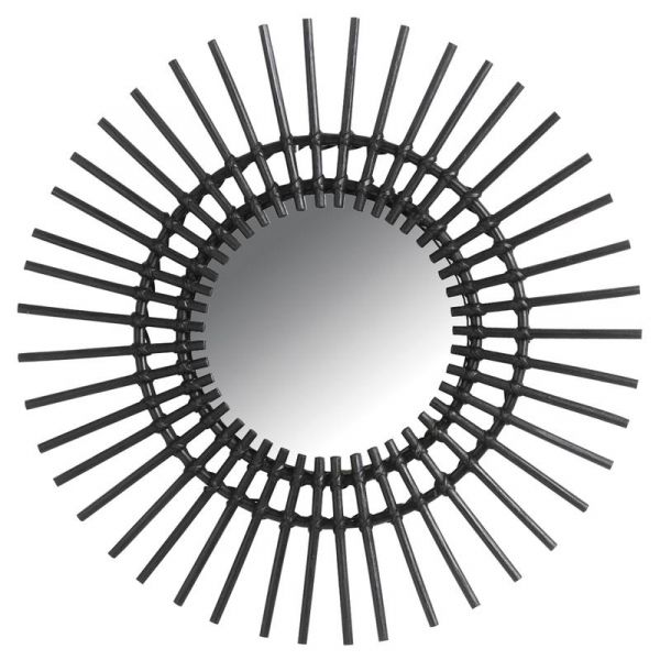 Miroir déco Vintage rotin noir 