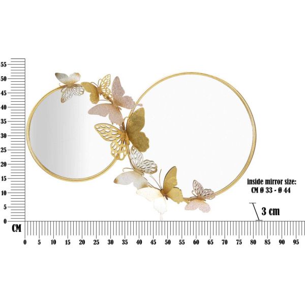 Miroir double avec papillons en métal Farfalle 81 x 3 x 52.5 cm - MAU-0364