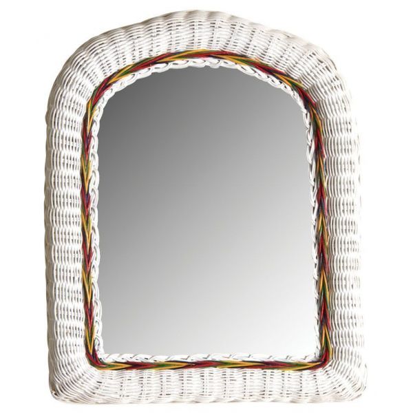 Miroir en moelle de rotin laqué blanc