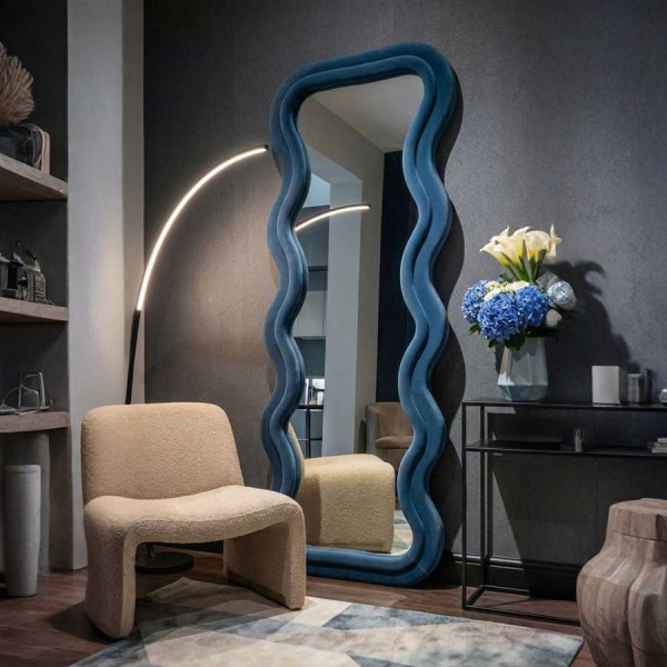 Miroir mural en velours Emily 60 x 6 x 160 cm - MAURO FERRETTI