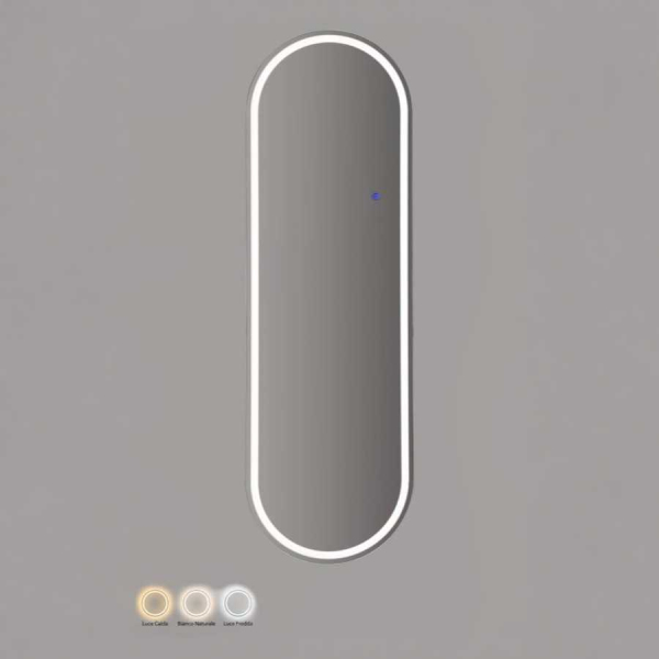 Miroir murale ovale avec bandeau led 3 couleurs 50 x 160 cm - 8