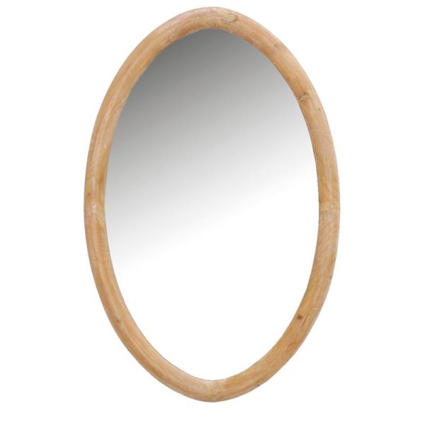 Miroir ovale en bois naturel