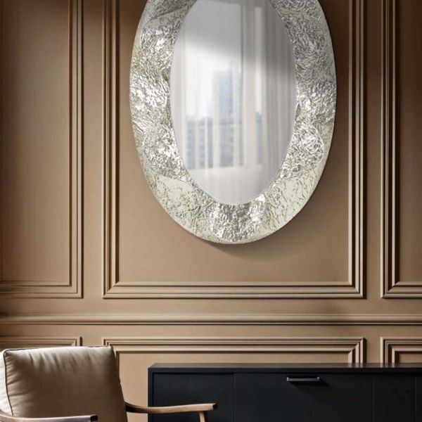 Miroir ovale en métal Argelux 87.5 x 6.5 x 128 cm - MAURO FERRETTI