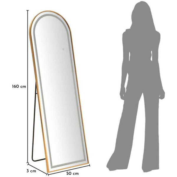 Miroir sur pieds avec bandeau led 3 couleurs Marcia - MAU-0792