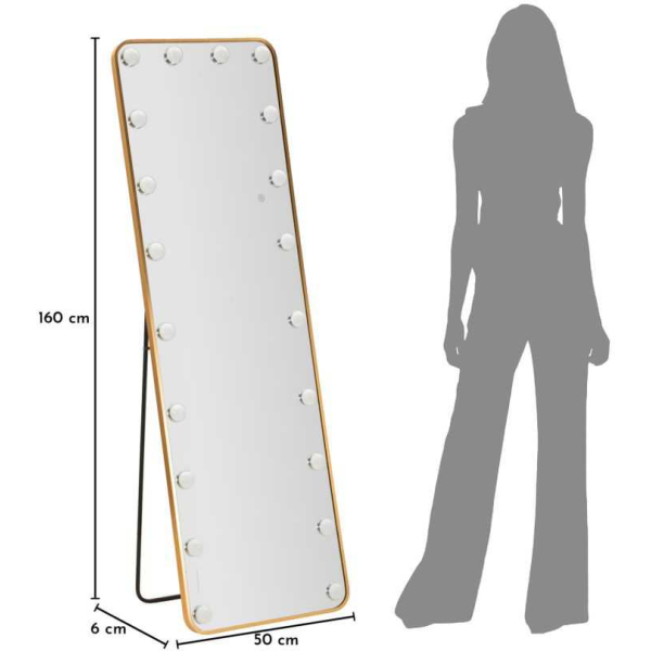Miroir sur pieds avec led 3 couleurs Hollywood - MAU-0790