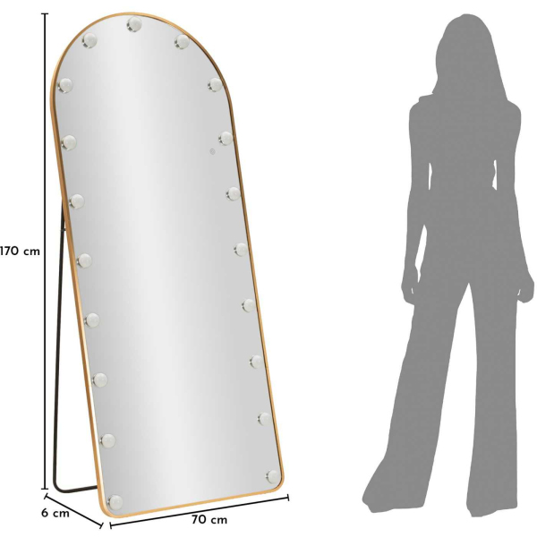 Miroir sur pieds avec led 3 couleurs Hollywood - MAU-0789