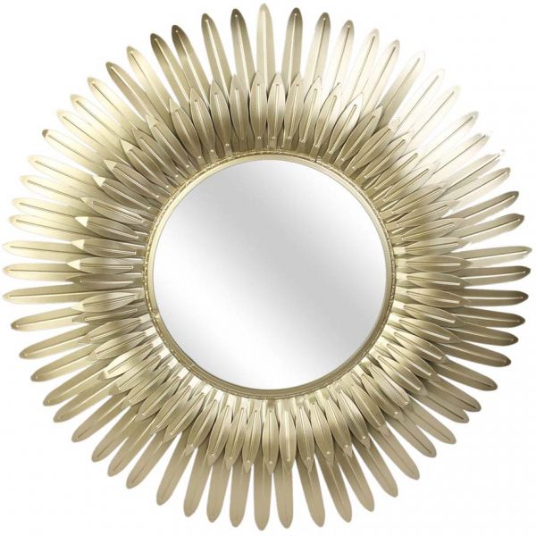 Miroir plumes en métal doré 53 cm