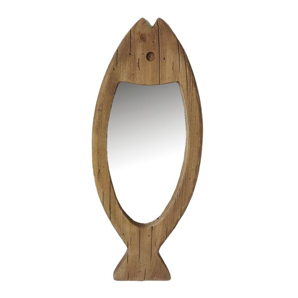 Miroir poisson en bois recyclé