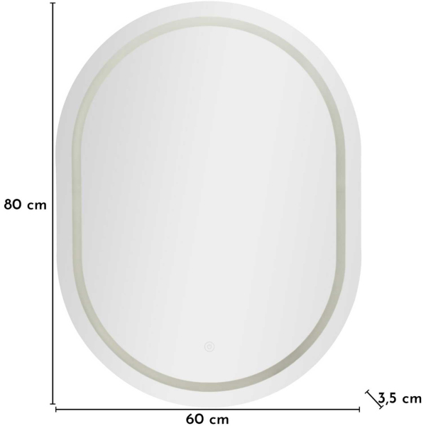 Miroir à poser avec bandeau led 3 couleurs 60 x 3.5 x 80 cm - MAU-0795