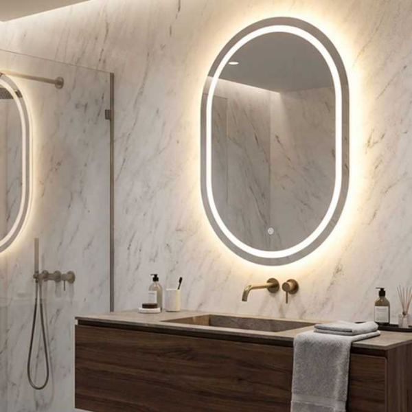 Miroir à poser avec bandeau led 3 couleurs 60 x 3.5 x 80 cm - MAURO FERRETTI
