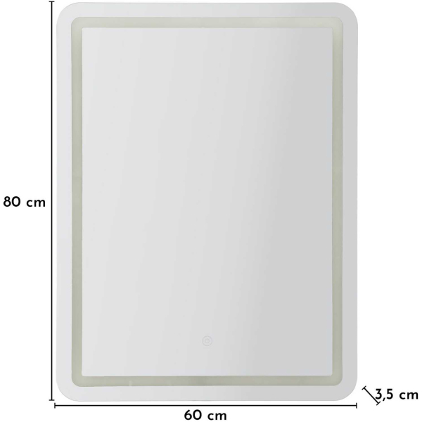 Miroir à poser avec bandeau led 3 couleurs 60 x 3.5 x 80 cm - MAU-0794