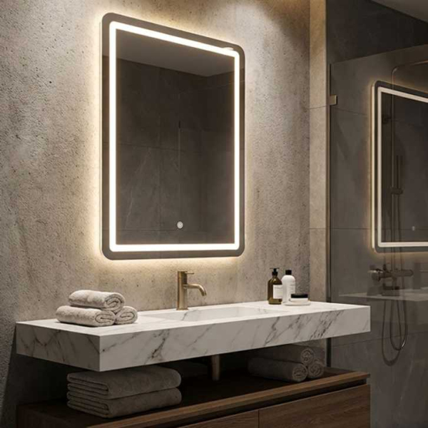 Miroir à poser avec bandeau led 3 couleurs 60 x 3.5 x 80 cm - MAURO FERRETTI
