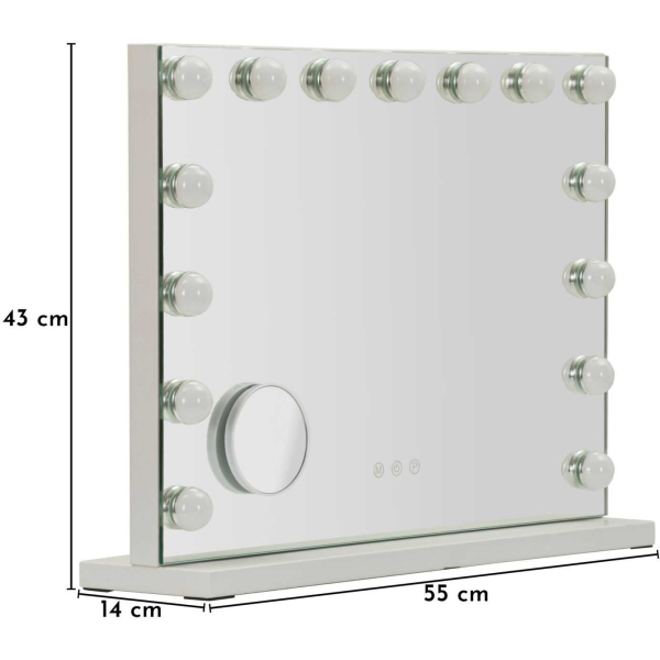 Miroir à poser avec led 3 couleurs Hollywood  55 x 14 x 43 cm - MAU-0791