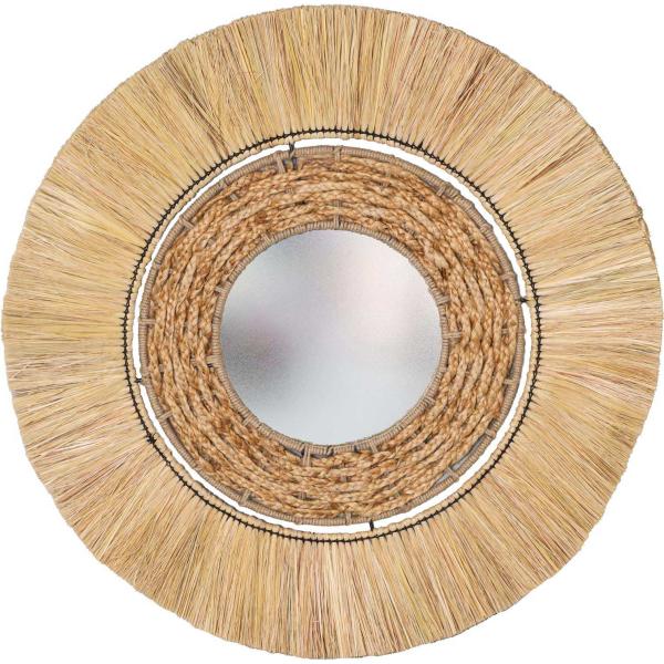Miroir en raphia et jute 77 cm