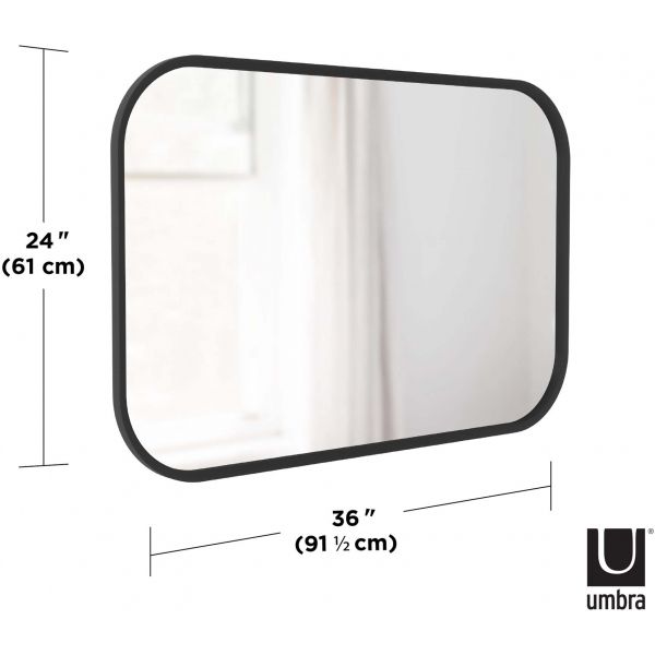 Miroir rectangulaire rebord caoutchouc 61 x 91 cm Hub - UMB-0601