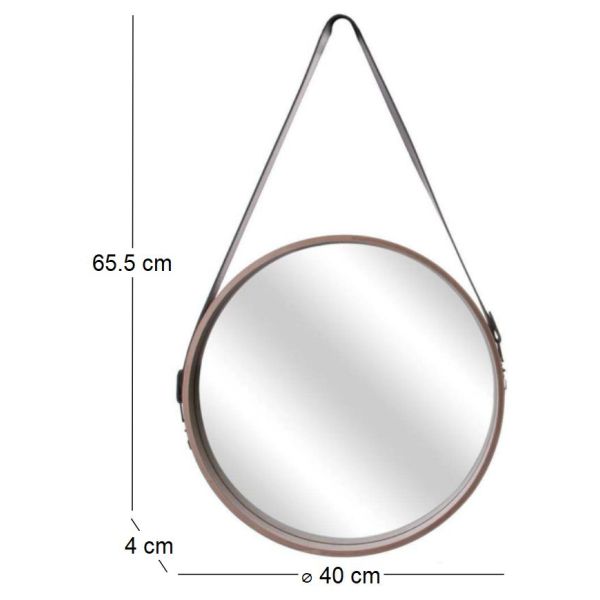 Miroir rond avec anse en PU Barber - 6