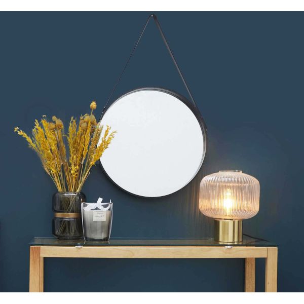 Miroir rond 40 cm avec anse en polyuréthane - THE HOME DECO FACTORY