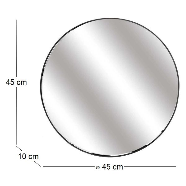 Miroir rond avec étagère en fer 45 cm - 21,77