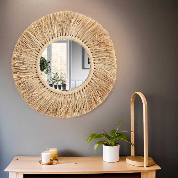 Miroir rond herbe séchée 50 cm - 22,90