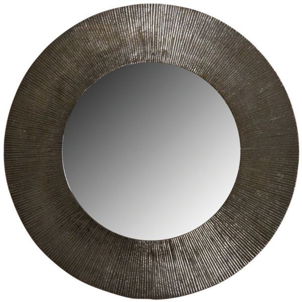 Miroir rond métal zinc antique