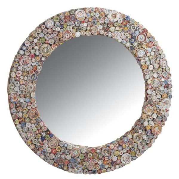 Miroir Déco rond en papier recyclé