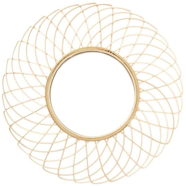 Miroir rond en rotin Rosace 90 cm