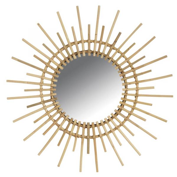 Miroir rotin vintage soleil
