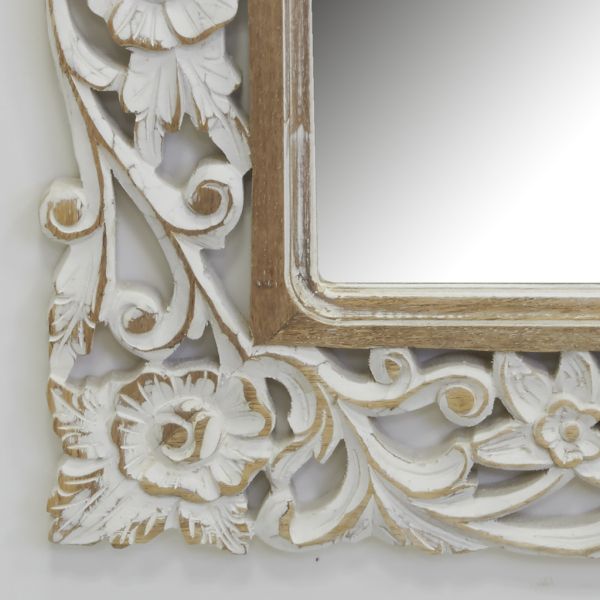 Miroir sculpté en manguier blanchi - 5