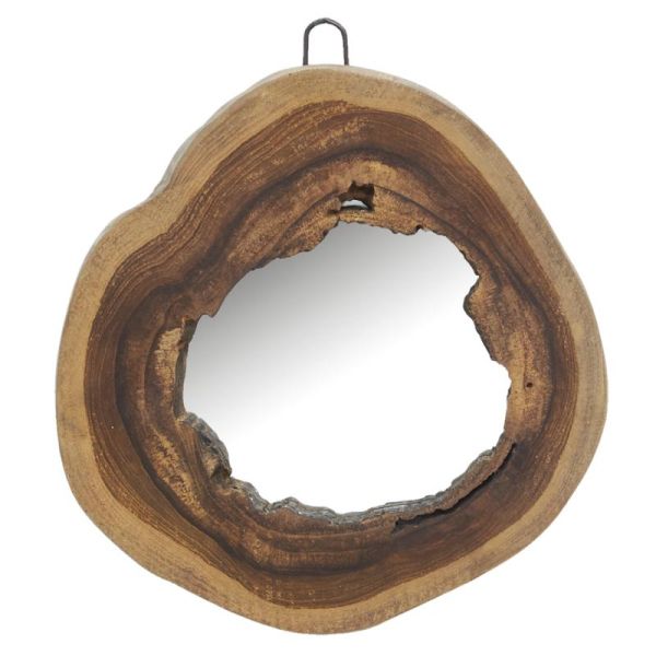 Miroir rond en teck naturel