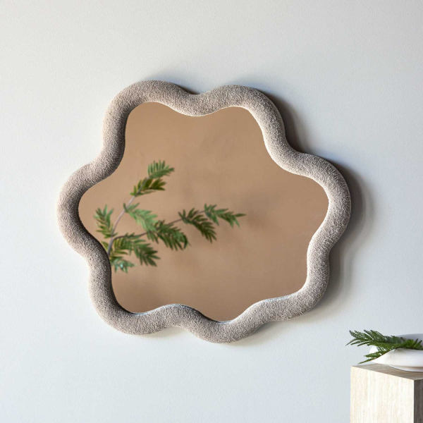 Miroir en tissu bouclette Kungsbacka 70 x 70 cm - VENTURE HOME