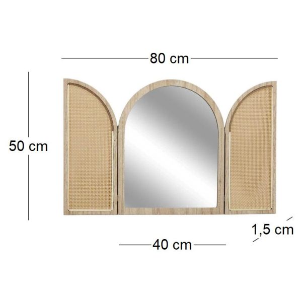 Miroir à volets en mdf et canage Bali - CMP-5333