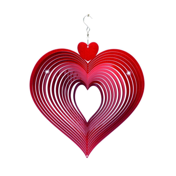 Mobile à vent coeur rouge