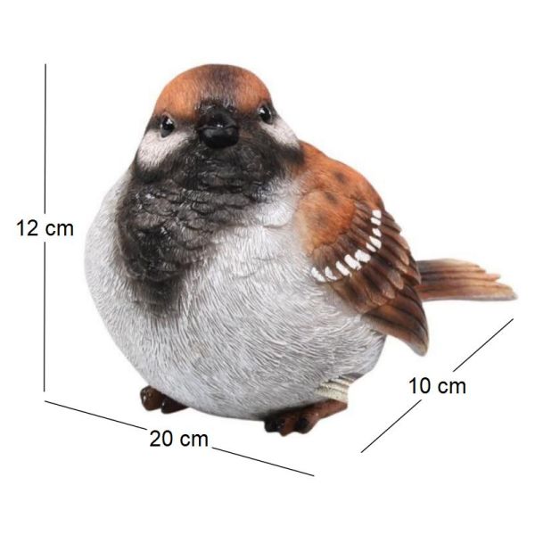 Moineau debout en résine - 10,02