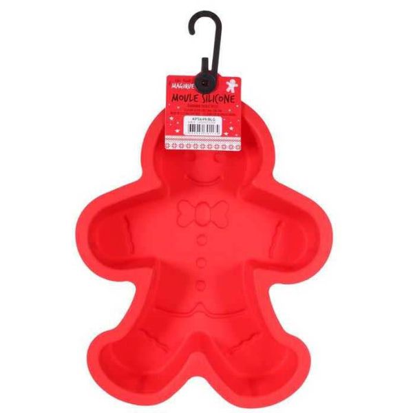 6 moules individuels en silicone rouge bonhomme pain d'épices de