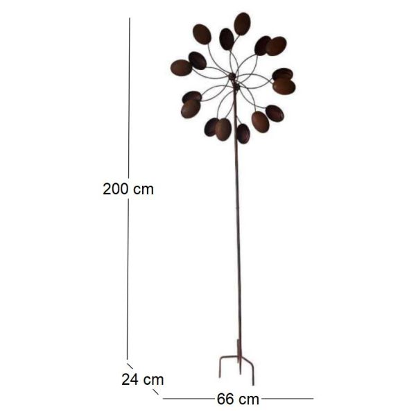 Moulin à planter en fer rouillé 66 x 24 x 200 cm - LA GRANDE PRAIRIE