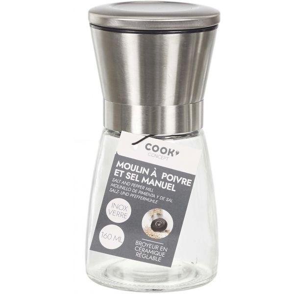 Moulin à poivre et sel en inox et verre - COOK CONCEPT