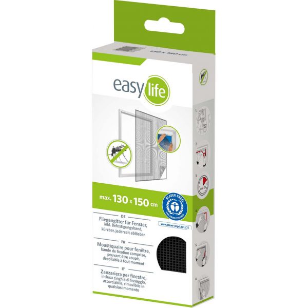 Moustiquaire fenêtre anthracite 18g/m² bande auto-agrippante 7,5 mm (Lot de 3) - 6