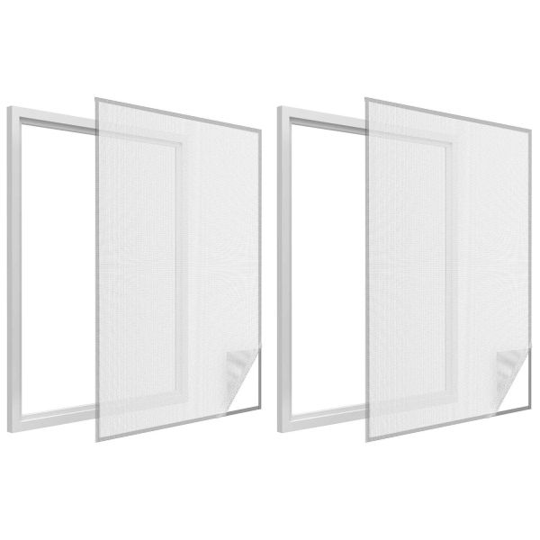 Moustiquaire fenêtre blanc 28g/m² bande auto-agrippante 9,5 mm (Lot de 2)