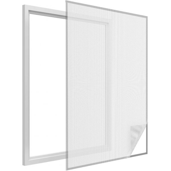 Moustiquaire fenêtre blanc 18g/m² bande auto-agrippante 7,5 mm