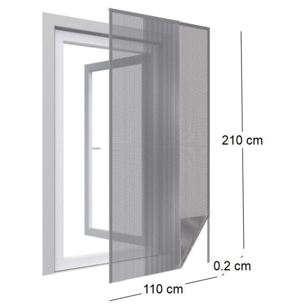 Moustiquaire porte anthracite 18g/m² bande auto-agrippante 7,5 mm - 2,25