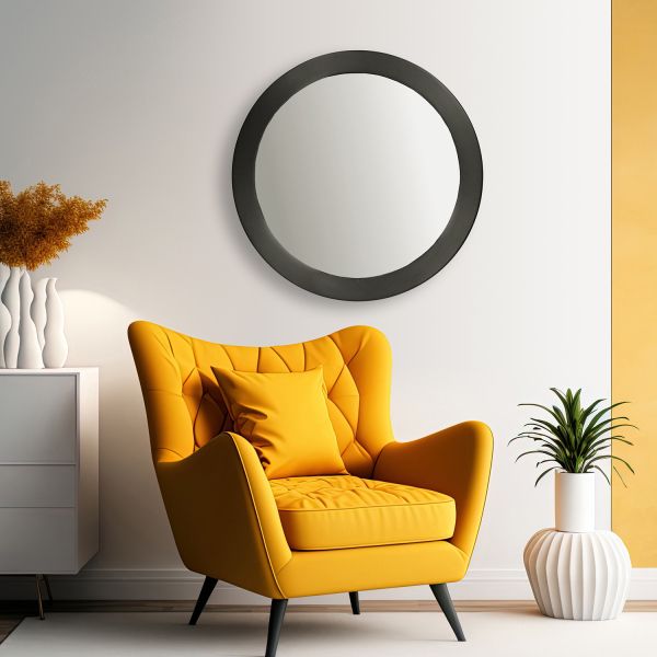 Miroir rond bord large en métal 50 cm - IDEANATURE