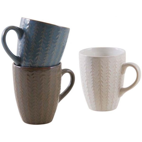 Mug classique en grès Chevrons (Lot de 3)