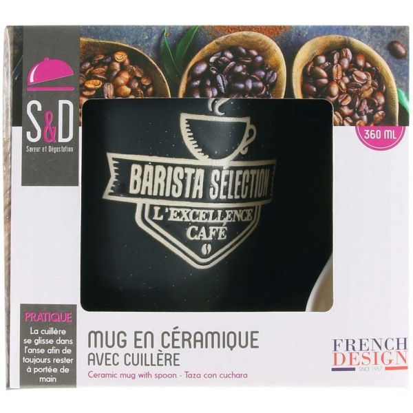 Mug avec cuillère en grès Barista Sélection 360 ml - SAVEUR ET DEGUSTATION