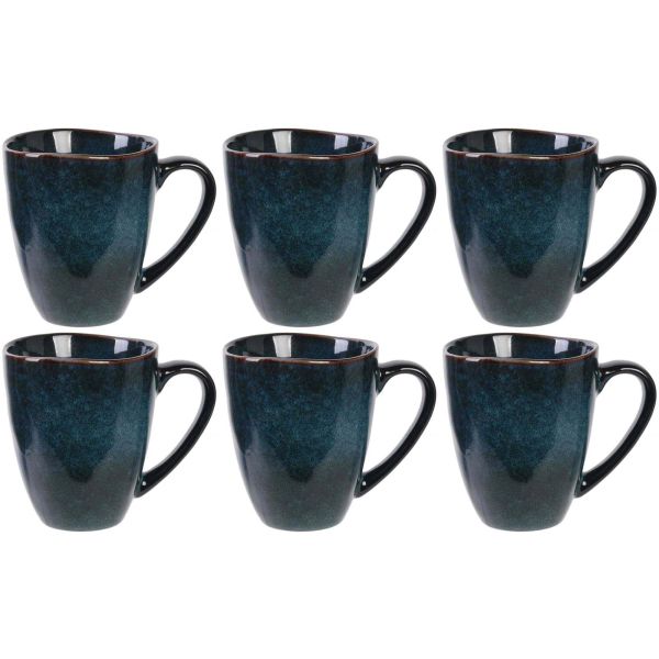 Mug en grès bleu au grès du temps 30 cl (Lot de 6)