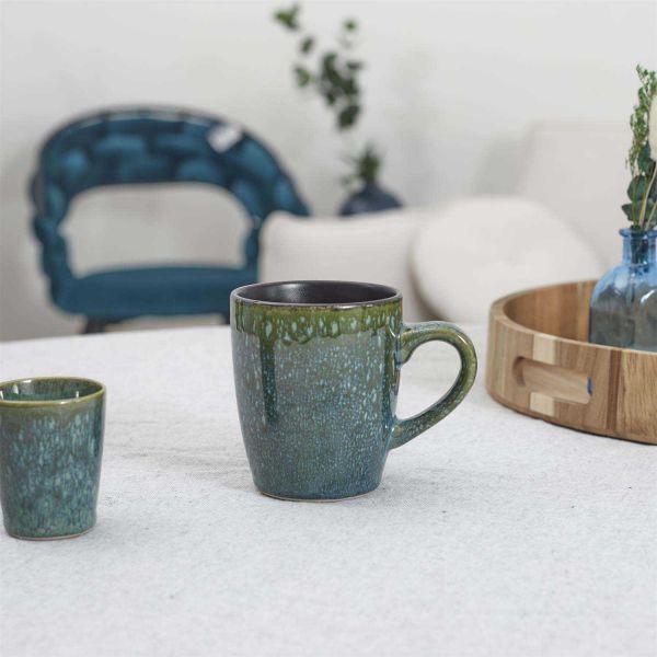 Mug en grès vert Elia (Lot de 6) - THE HOME DECO FACTORY