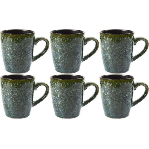 Mug en grès vert Elia (Lot de 6)