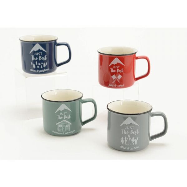 Mugs en porcelaine Just the best (Lot de 4) - AMA-3941
